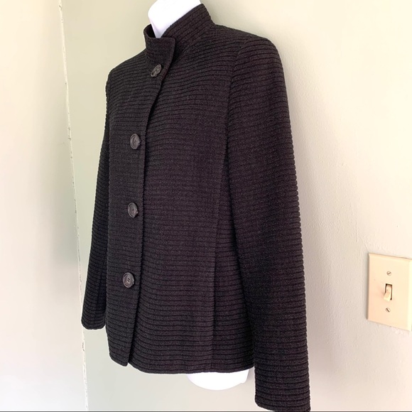 Akris Punto Stand Collar Ribbed Jacket Gray Size 8 - Picture 5 of 15